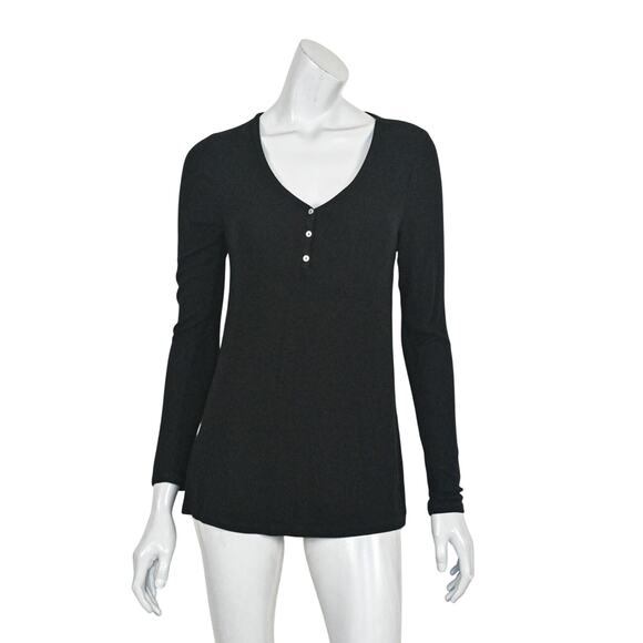 HATCH Collection The Rib Maternity Nursing Friendly Henley in Black sz 0 - Picture 1 of 9